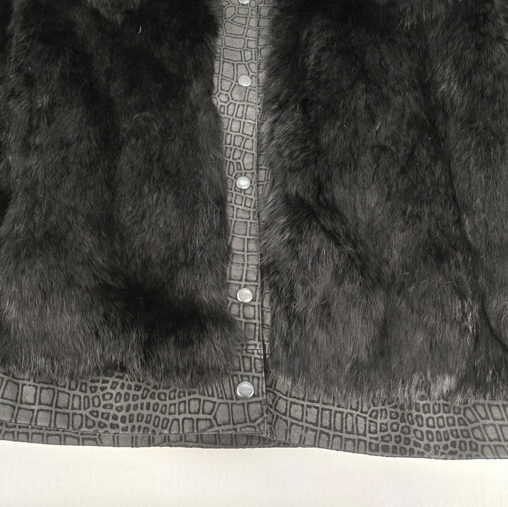 Chosen Furs Fully Lined  Rabbit Fur Black & LeatherVest Small Fur‎ Origin France - Picture 9 of 13